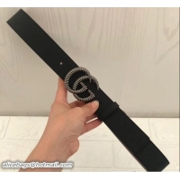 Unique Style Gucci Width 4cm Leather Belt Black with Torchon Double G Buckle 519839