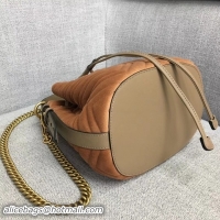 Luxury Gucci GG Marmont Quilted Velvet Bucket Bag 525081 Apricot 2018 Collection