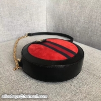 Classic Gucci Suede Ophidia Mini Round Shoulder Bag 550618 Red/Black 2018