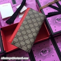 Good Quality Gucci Padlock GG Canvas and Calfskin Continental Chain Wallet 453506 Red