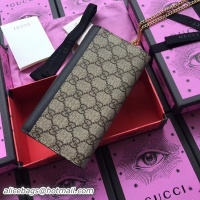 Luxury Gucci Padlock GG Canvas and Calfskin Continental Chain Wallet 453506 Black