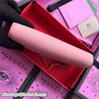 Classic Hot Gucci Padlock Calfskin Continental Chain Wallet 453506 Pink