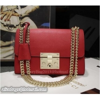 Feminine Gucci Padlock Leather Shoulder Bags 409487 Red