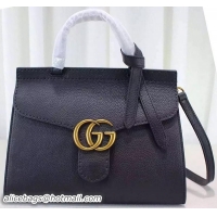 Sophisticated Gucci GG Marmont Leather Top Handle Bag 421890 Black