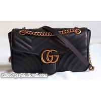 Expensive Gucci GG Marmont Matelasse Shoulder Bag 443497 Black