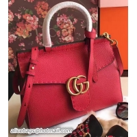 Discount Gucci GG Marmont Leather Top Handle Bag 421890 Red