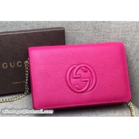 Grade Quality Gucci Soho Leather Mini Chain Wallet Bag 407041 Fuchsia