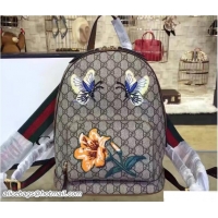 Classic Gucci GG Supreme Small Backpack Bag 427042 Embroidered Butterfly and Flower