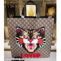 Classic Specials Gucci Angry Cat Print GG Supreme Tote 450950 2017