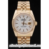 Rolex Datejust Mechanism Golden Bezel White Surface Watch-RD2376