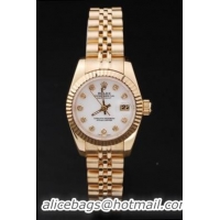 Rolex Datejust Mechanism Golden White Surface Women Watch-RD2462