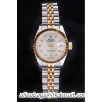 Rolex Datejust Golden White 25mm Women Watch-RD3833