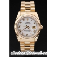 Rolex Datejust Golden White Cutwork Men Watch-RD2402