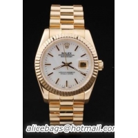 Rolex Datejust Golden White Cutwork Stainless Steel Watch-RD2400