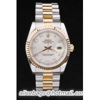 Rolex Datejust Golden White Stainless Steel Watch-RD2407