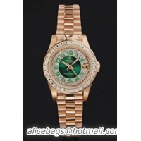 Rolex Datejust Diamond Green 25 mm Women Watch-RD3847