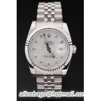 Rolex Datejust Mechanism Silver White Cutwork Women Watch-RD2428