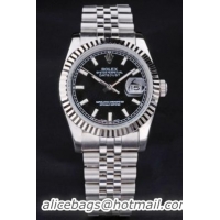 Rolex Datejust Silver Black 34mm Men Watch-RD3830