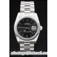 Rolex Datejust Silver Black Stainless Steel Watch-RD2411