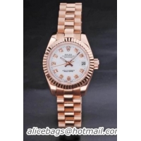 Rolex Datejust Rose Gold White Surface 25mm Watch-RD3758