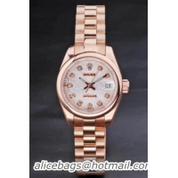 Rolex Datejust Rose Gold White Surface 25mm Watch-RD3759