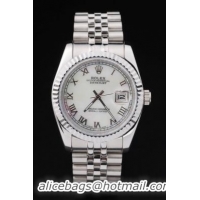 Rolex Datejust Silver Bezel White Surface Watch-RD2395