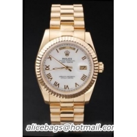 Rolex Day-Date Golden White Surface Round Cutwork Watch-RD2440