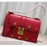 Low Cost Gucci Cat Lock Leather Top Handle Bag 421997 Red