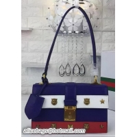 Famous Brands Gucci Cat Lock Leather Top Handle Bags 421997 Blue