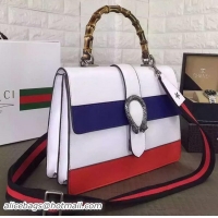 New Style Gucci Dionysus Leather Top Handle Bag 421999 White&Royal