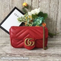 Cheap Gucci GG Marmont Velvet Nano Shoulder Bag 476433A Red