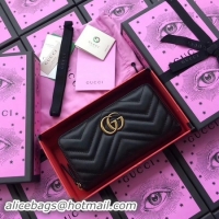 Stylish Gucci GG Marmont Zip Around Wallet 443123 Black