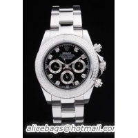 Rolex Daytona Mechanism Silver Bezel Black 39mm Watch-RD4014