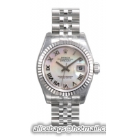 Rolex Lady Datejust Series Ladies 18kt White Gold Automatic Wristwatch 179174-MRJ