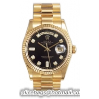 Rolex Day-Date Series Mens Automatic 18kt Yellow Gold Wristwatch 118238-BKDP