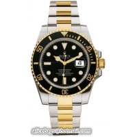 Rolex Submariner Date Series Mens Automatic 18k Yellow Gold Wristwatch 16613BK