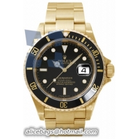 Rolex Submariner Date Series Mens Automatic 18k Yellow Gold Wristwatch 16618