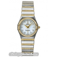 Omega Constellation 18kt Yellow Gold Mini Ladies Diamonds Watches 1277.75.00