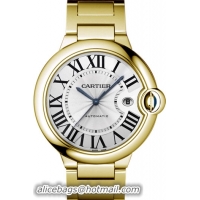 Cartier Ballon Bleu Large Series Fashionable 18k Yellow Gold Mens Swiss Quartz Wristwatch-W69005Z2