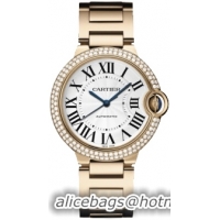 Cartier Ballon Bleu Medium Series Fashionable 18k Rose Gold Unisex Wristwatch-WE9005Z3