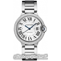 Cartier Ballon Bleu Medium Series Fashionable 18k White Gold Unisex Wristwatch-WE9006Z3