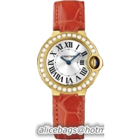 Cartier Ballon Bleu Small Series Great 18k White Gold Set With Diamonds Ladies Swiss Quartz Wristwatch-WE900151