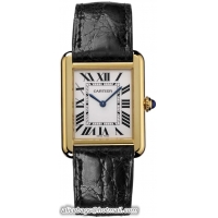 Cartier Tank Solo Fashionable 18k White Gold Mens Swiss Quartz Wristwatch-W1018855