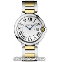 Cartier Ballon Bleu Medium Series Wonderful 18k Yellow Gold and Steel Unisex Swiss Quartz Wristwatch-W69008Z3