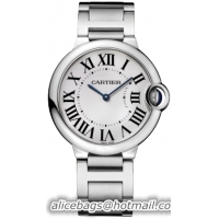 Cartier Ballon Bleu Medium Series Wonderful Stainless Steel Unisex Swiss Quartz Wristwatch-W69011Z4