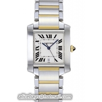 Cartier Tank Francaise Series 18k Yellow Gold and Stainless Steel Mens Swiss Quartz Wristwatch-W51005Q4