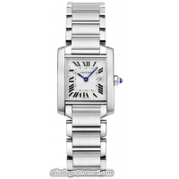 Cartier Tank Francaise Series Fashionable Stainless Steel Mens Swiss Quartz Wristwatch-W51011Q3