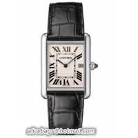 Cartier Tank Louis Cartier Series Fashionable 18k White Gold Mens Swiss Quartz Wristwatch-W1540956