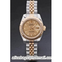 Rolex Datejust Golden Cutwork Women 25mm Watch-RD3770