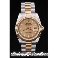 Rolex Datejust Golden Cutwork Stainless Steel Men Watch-RD2404